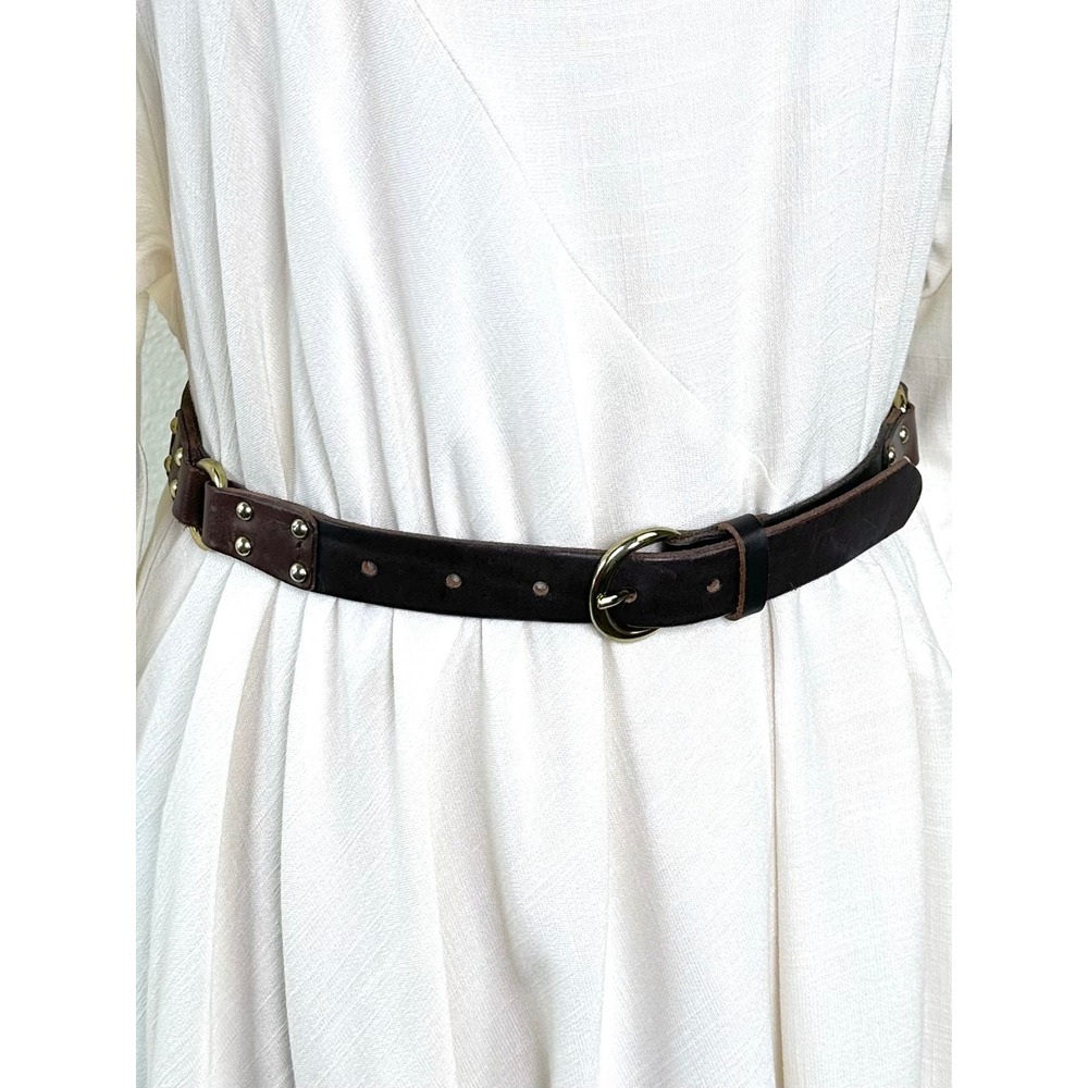 Banana Republic Leather Belt XS Equestrian‎ Ralph Lauren Style Brown Brass Ring